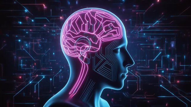 human head with binary code