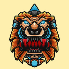 Futuristic Cybernetic Lion Head Emblem