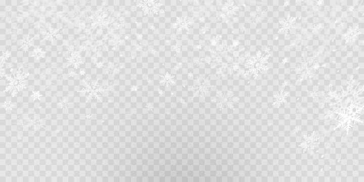 Simple heavy snowflakes design. Wintertime speck freeze shapes. Snowfall weather white blue illustration. Scattered snowflakes december theme. Snow hurricane landscape.	