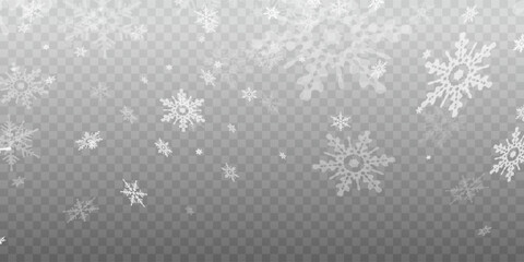 Simple heavy snowflakes design. Wintertime speck freeze shapes. Snowfall weather white blue illustration. Scattered snowflakes december theme. Snow hurricane landscape.	