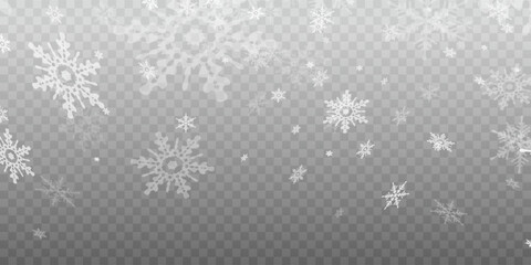 Simple heavy snowflakes design. Wintertime speck freeze shapes. Snowfall weather white blue illustration. Scattered snowflakes december theme. Snow hurricane landscape.	
