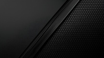 Black Diagonal Metal Texture with Hexagon and Lines Design
