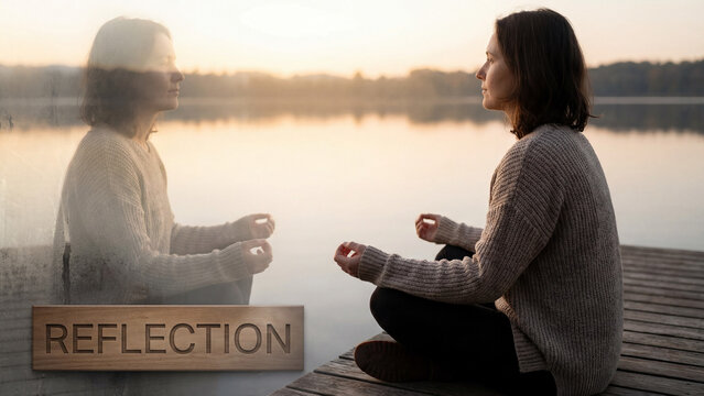 Person in Contemplative Moment of Self-Reflection - Reflection, Introspection, Mindfulness, Self-Awareness, Contemplation, Inner Peace, Wisdom, Understanding, Clarity, Growth