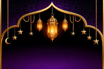 Eid al-Fitr Celebration Illustration with Takbir Night Scene