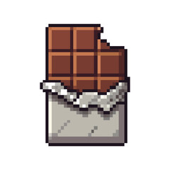 Pixel Art Bitten Chocolate Bar with Silver Wrapper