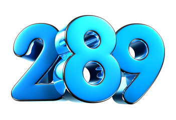 blue number 289 3d illustration. advertising signs. product design. product sales