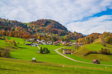 Autumn Scene in Lots, Village of Nenzing, Walgau Valley, State of Vorarlberg, Austria