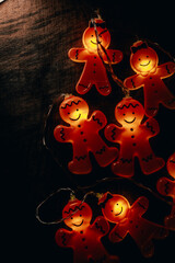 Gingerbread Man Christmas Lights Garland Decoration. Christmas wallpaper.