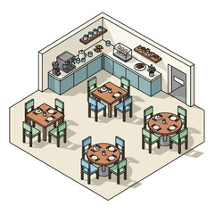 Dining Room with Tables and Chairs.
