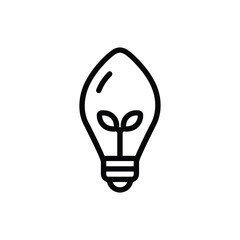 Lightbulb outline contains leaves growing inside against a white background conveys fresh concepts