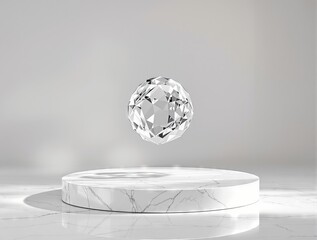 Floating Diamond Over Marble Podium