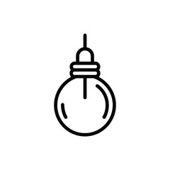 Obraz premium One black outline lightbulb hangs on a white background in a simple style