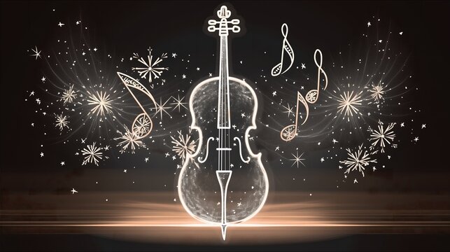 Christmas Concert Music Festival, Cello, Notes, Breeze, Snowflakes, New Year, Spring