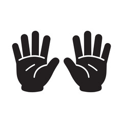 Fototapeta premium Hands Black and white icon illustration with palms facing forward.