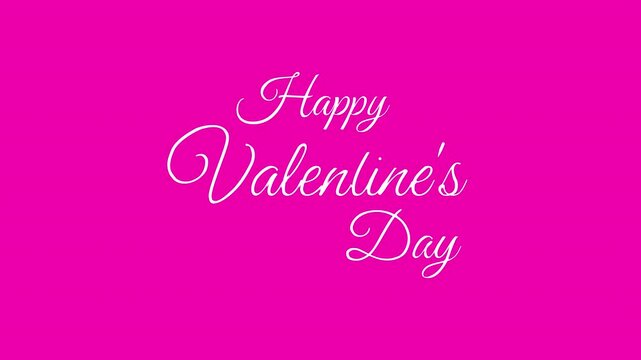 Happy Valentine's Day Cursive Script Greeting Animation on Bright Pink Magenta Background 4k video animation seamless loop