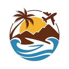 Travel design with plane and palm trees illustration