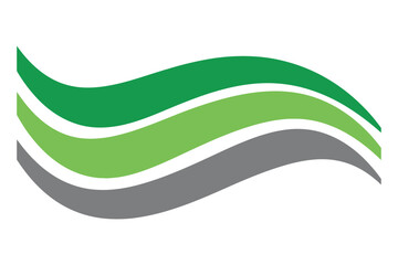 Wavy green and gray abstract logo on white background
