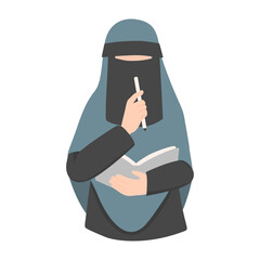 Muslim Woman Hijab Reading Book