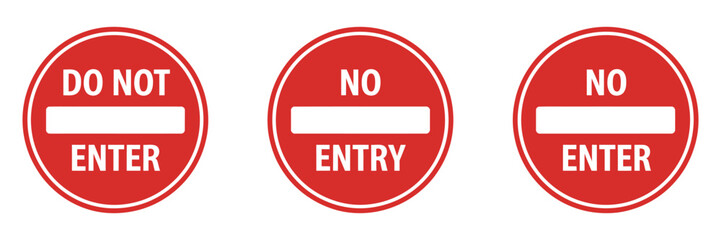 No Entry Sign Set, featuring prohibition marks, restricted access signs, traffic stop symbols, and safety indicators for public, industrial, and traffic design