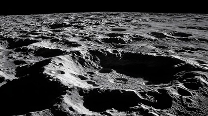 Lunar Surface Crater Landscape with Detailed Texture and Shadows.
