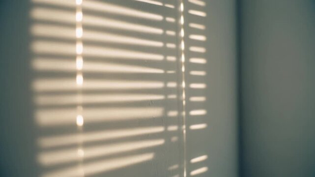 Abstract Sunlit Shadows Venetian Blind Reflections on Wall