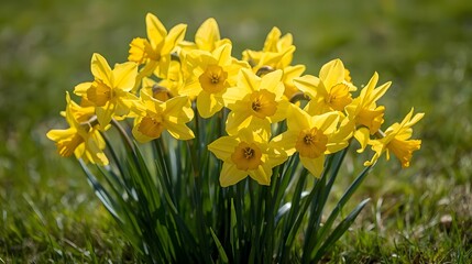 Fototapeta premium The Radiance of Golden Daffodils Blooming Brightly in the Heart of Spring