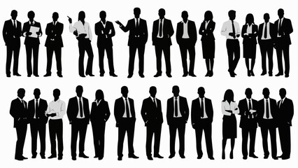 Diverse group of business professionals standing in formation.