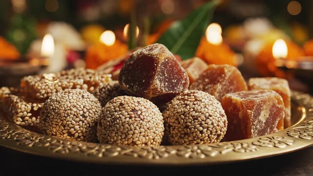 Indian Tilgul and Gur Sweets Festive Celebration