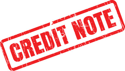 Distressed red rubber stamp mark displaying the words credit note on a plain white background