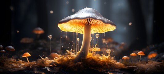 silhouette of mushroom ,generative AI
