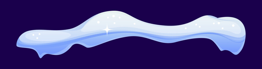 Winter snow ice cap with long narrow snowy drift and frozen smooth cold layers. Vector cartoon snowdrift border for winter rooftops, window tops and Christmas holiday frozen decorative elements © Seavector