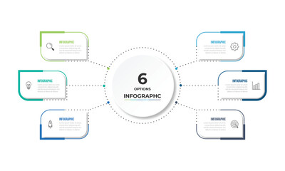 Vector infographic label design with circle infographic template design and 6 options or steps.