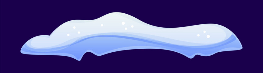 Winter snow ice cap with smooth curved snowy drift and small white snowflake dots across the top. Vector cartoon frozen snowdrift border for roof edges, window frame and holiday cold season decoration © Seavector