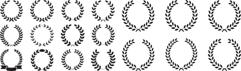 Laurel wreaths circular frames awards victory success achievement badges ornate traditional elements