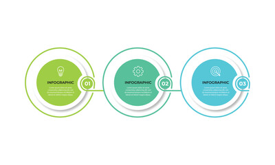 Timeline infographic design with circle for business template. Vector 3 steps.