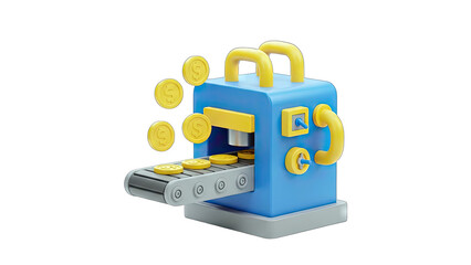 Fototapeta premium Coin Production Machine Processing Money - Finance Concept