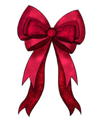 Red shiny stylized elegant bow