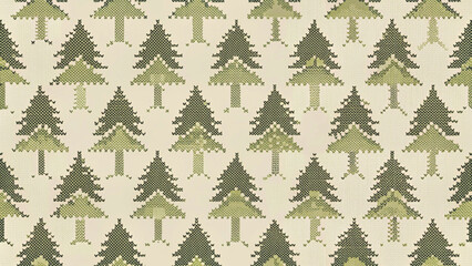 pixel art pattern of pine trees in various shades of green vector background 