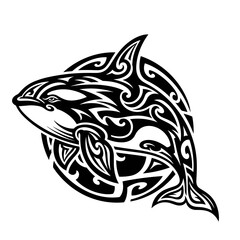 Tribal Style Orca Whale Tattoo Design Vector Illustration