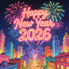 Celebratory fireworks light up the new year 2026