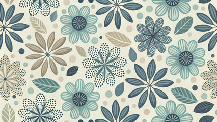 Seamless floral pattern with abstract petal shapes. Soft cream vector background 