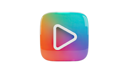 Colorful Play Button Icon on White Background