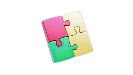 Colorful Puzzle Pieces Assembled on White Background