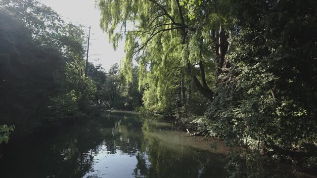 Pond at Giardini Indro Montanelli park in Milan, Italy