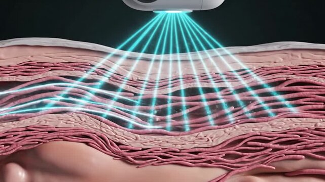 Medical Laser Treatment Targeting Deep Skin Layers for Rejuvenation and Tightening Showing Cellular Stimulation