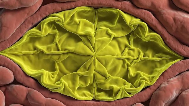 Microscopic View Of A Stoma With Yellow Chloroplasts Showing Photosynthesis Process And Cellular Structure