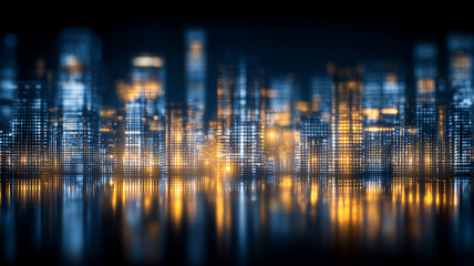 A futuristic digital city formed by illuminated data structures symbolizing urban modernization and technological transformation.
