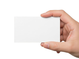 Fototapeta premium Hand holding blank card isolated on transparent background