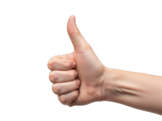 Thumbs up gesture isolated on transparent background