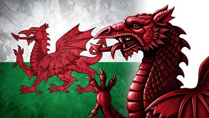 Red dragon symbolizing wales national identity